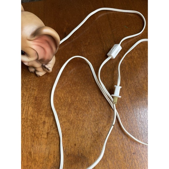 Vintage Josef Originals Ceramic Baby Elephant Pink Bow Night Light Lamp Trunk Up - Picture 10 of 12